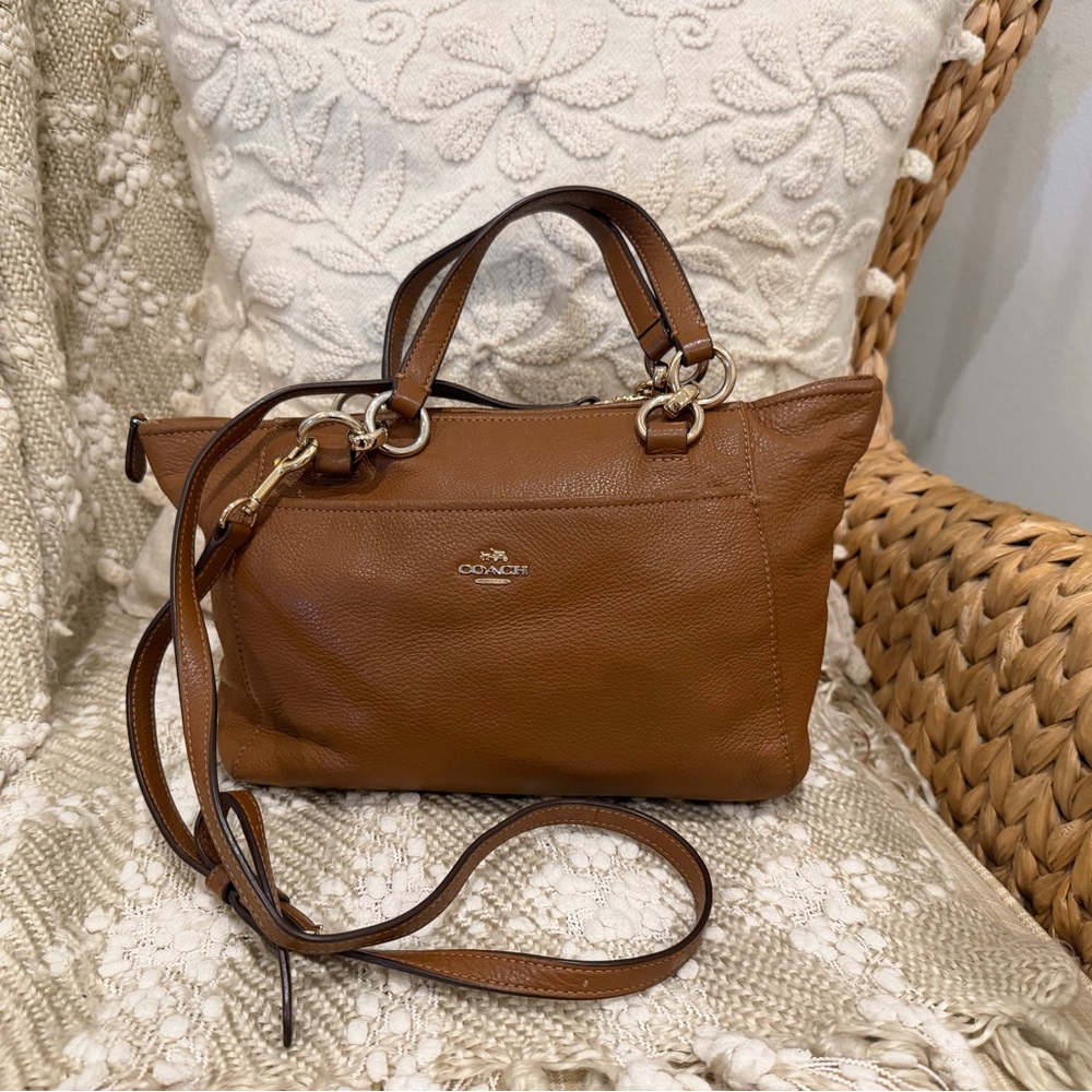 Coach Brown Pebbled Leather Satchel with Gold Hardware